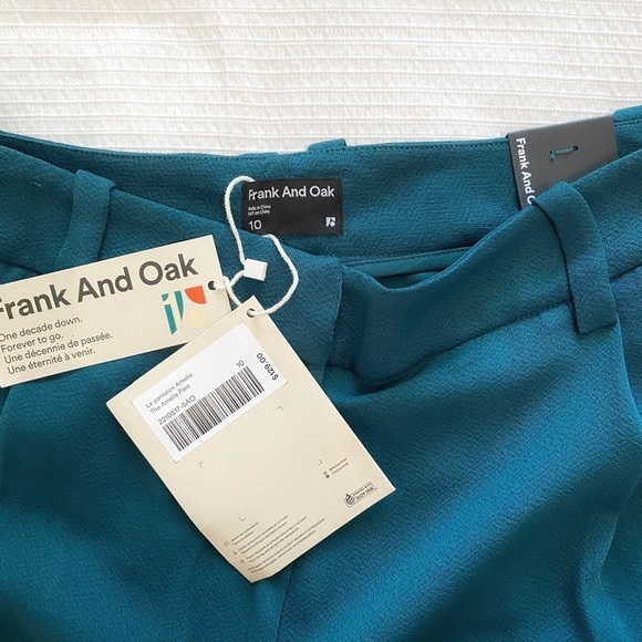 NWT FRANK & OAK AMELIA EMERALD GREEN VINTAGE FIT BALLOON PLEATED HIGH RISE PANT - Picture 3 of 10